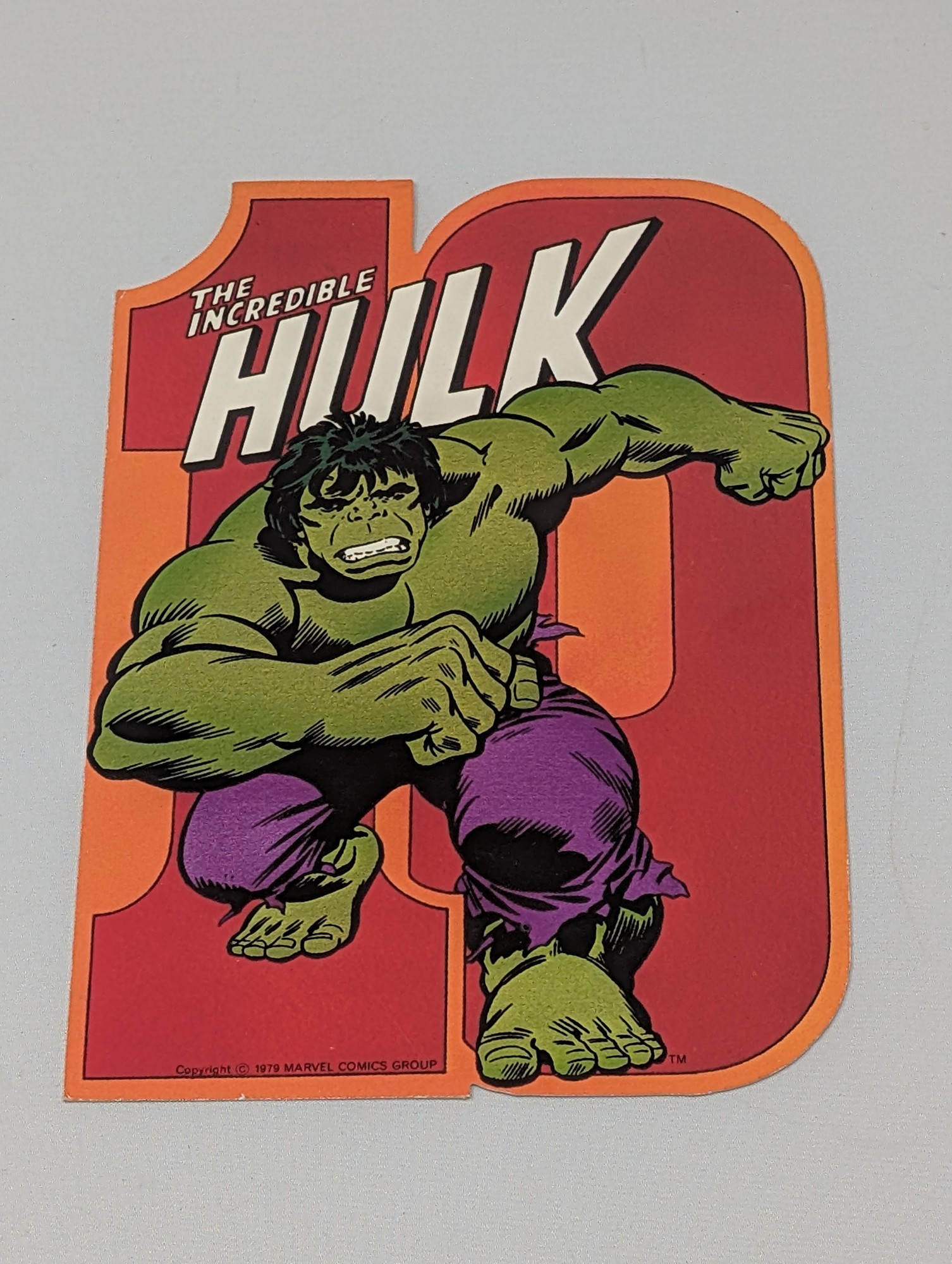 1979 Marvel Incredible Hulk “10” Die-Cut Birthday Piece — vintage relic from Dedstok Relics