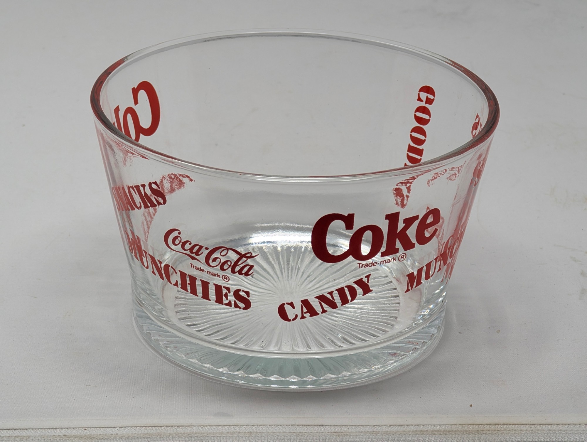 1980s Coca-Cola Candies / Munchies / Snacks Glass Bowl — vintage relic from Dedstok Relics