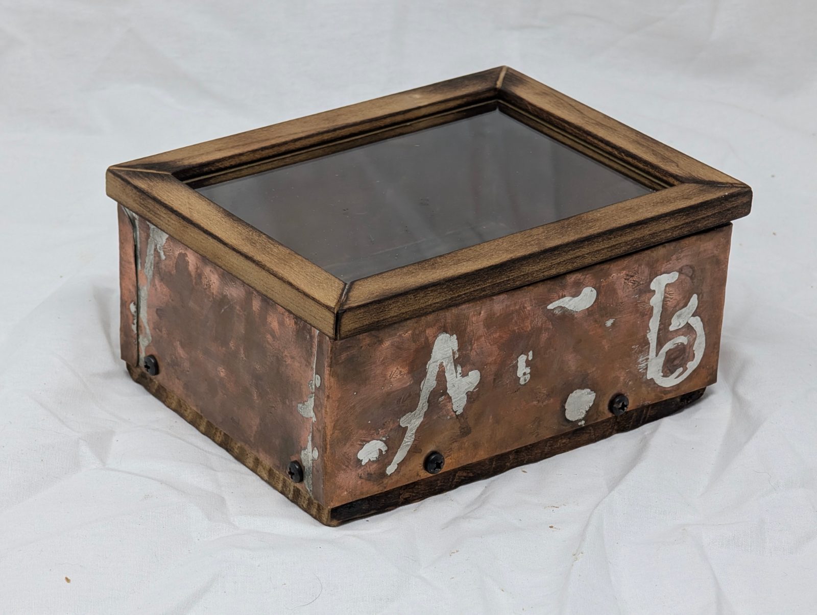 Handmade Copper and Wood Display Box — vintage relic from Dedstok Relics