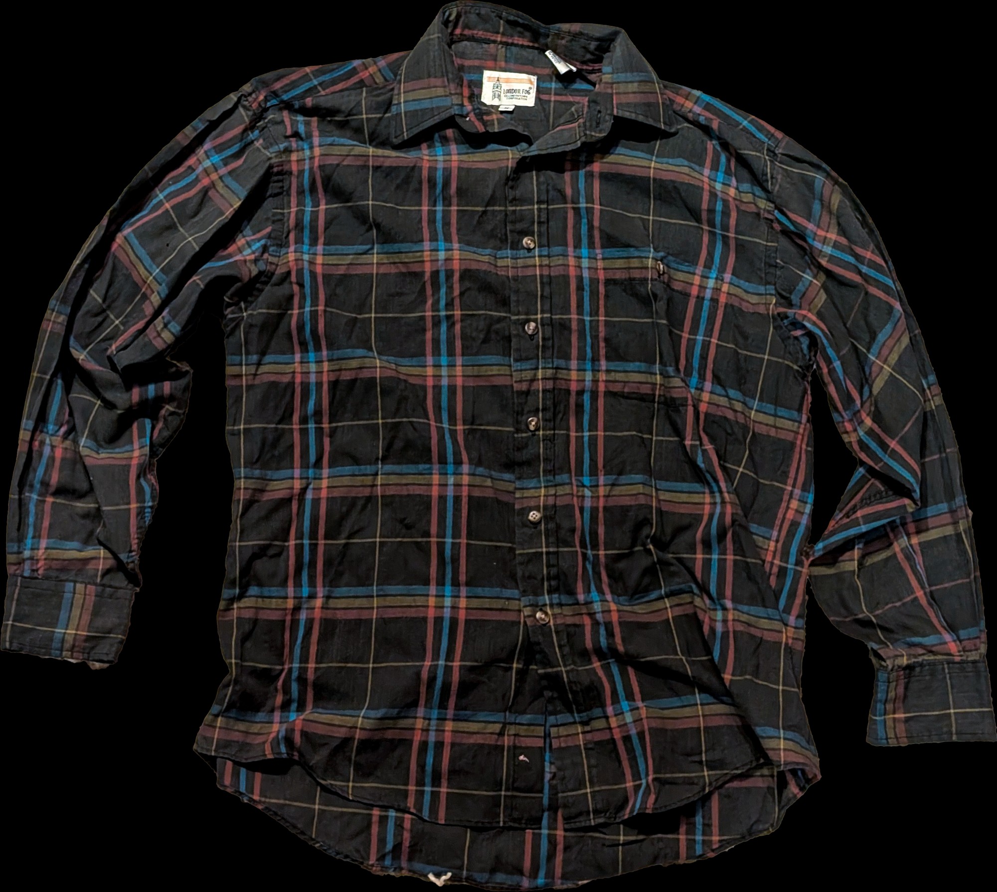 London Fog Black Plaid Long-Sleeve Shirt — vintage relic from Dedstok Relics