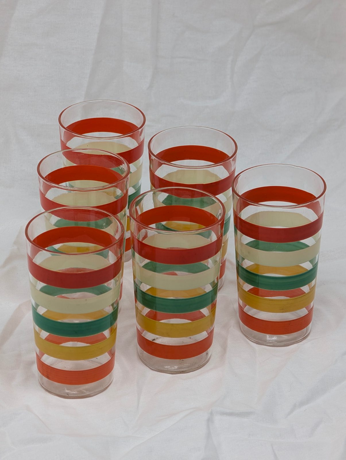 Mid-Century Striped Drinking Glasses — Set of 6 — vintage relic from Dedstok Relics