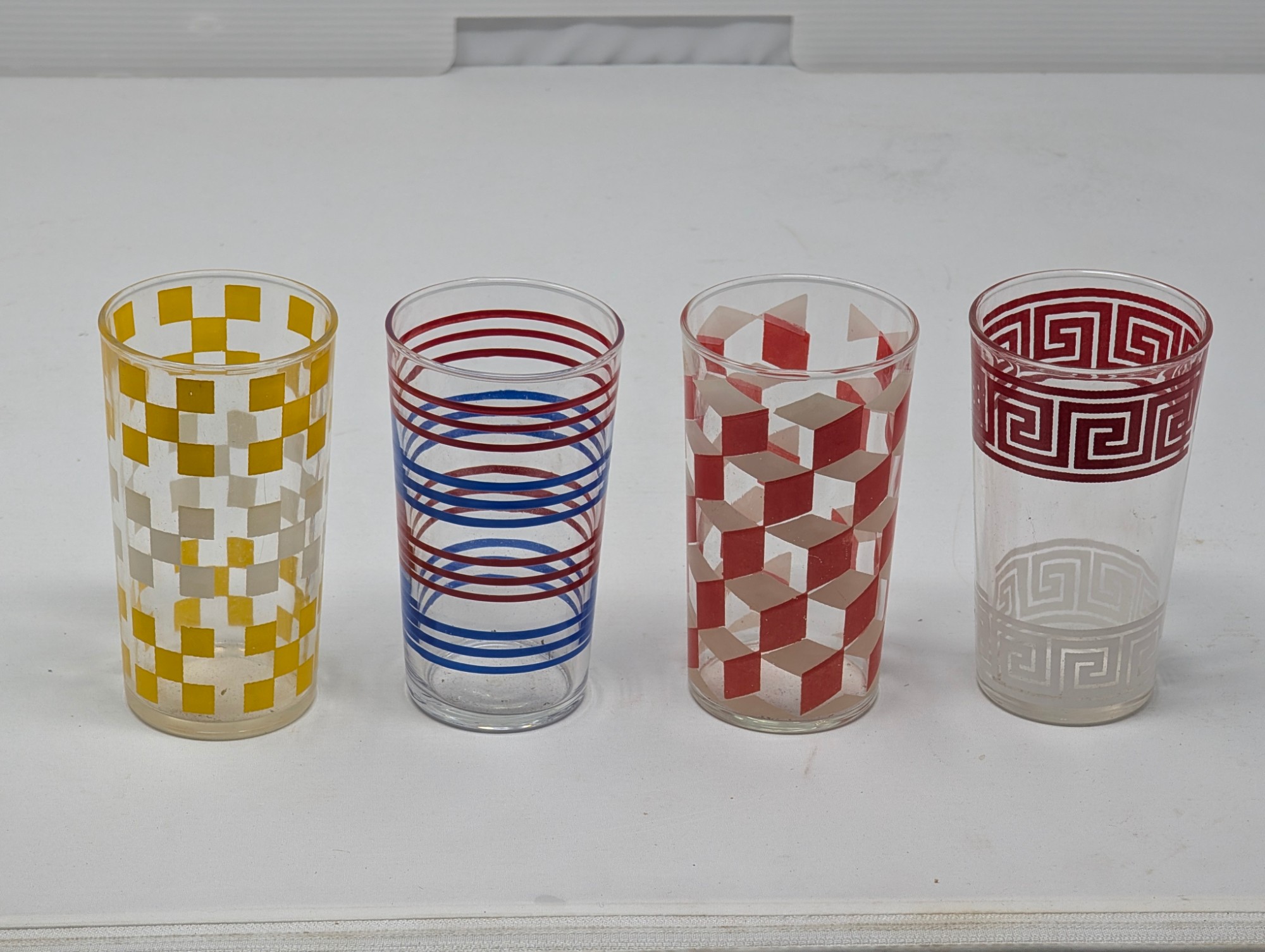 Mixed Mid-Century Geometric Tumblers — Set of 4 — vintage relic from Dedstok Relics