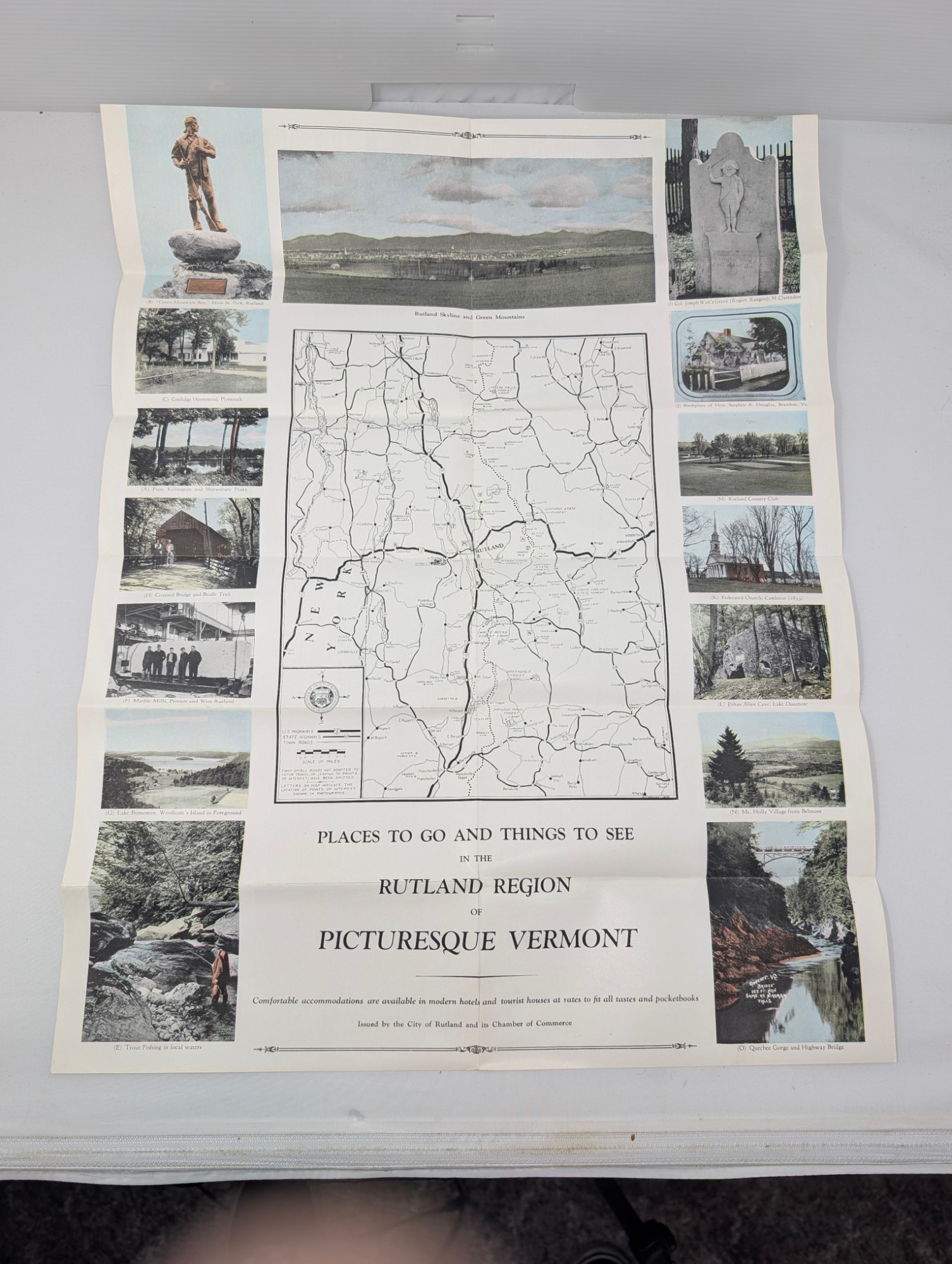 Picturesque Vermont Rutland Region Tourist Map — vintage relic from Dedstok Relics