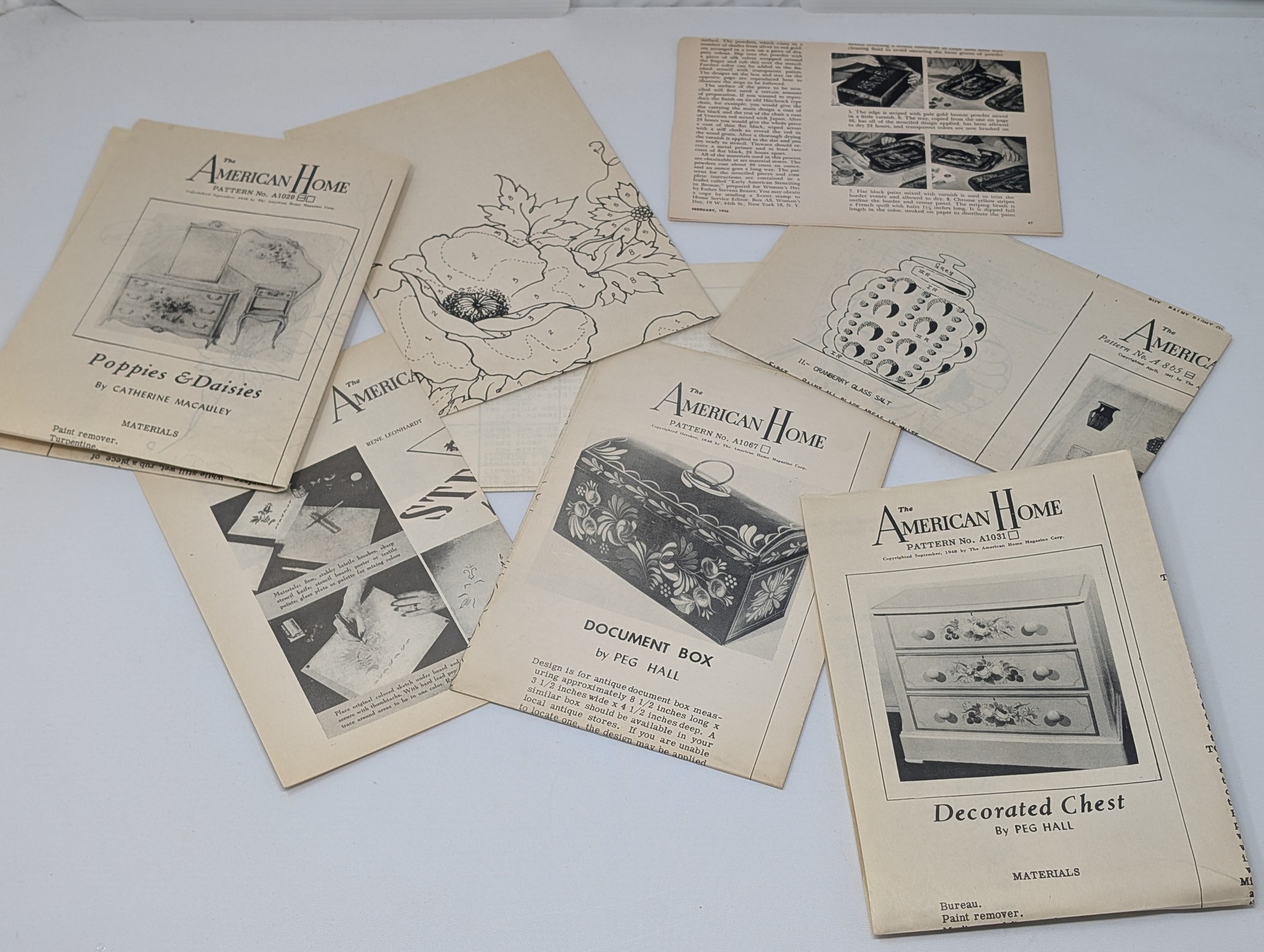 Lot of 7 Vintage 1948–54 The American Home Decorative Painting Patterns — vintage relic from Dedstok Relics
