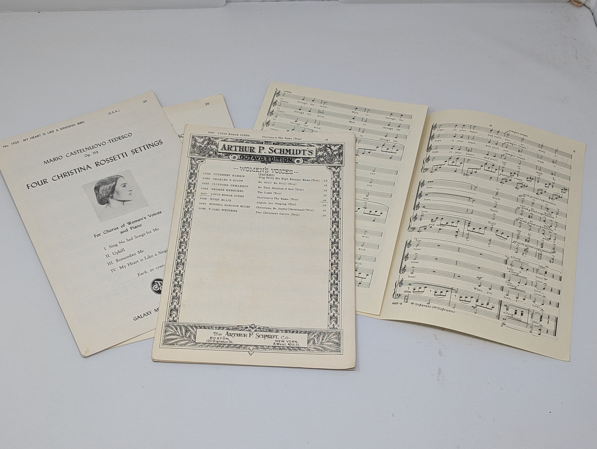 1950s Women’s Choral Sheet Music Lot — Castelnuovo-Tedesco & Arthur P. Schmidt — vintage relic from Dedstok Relics