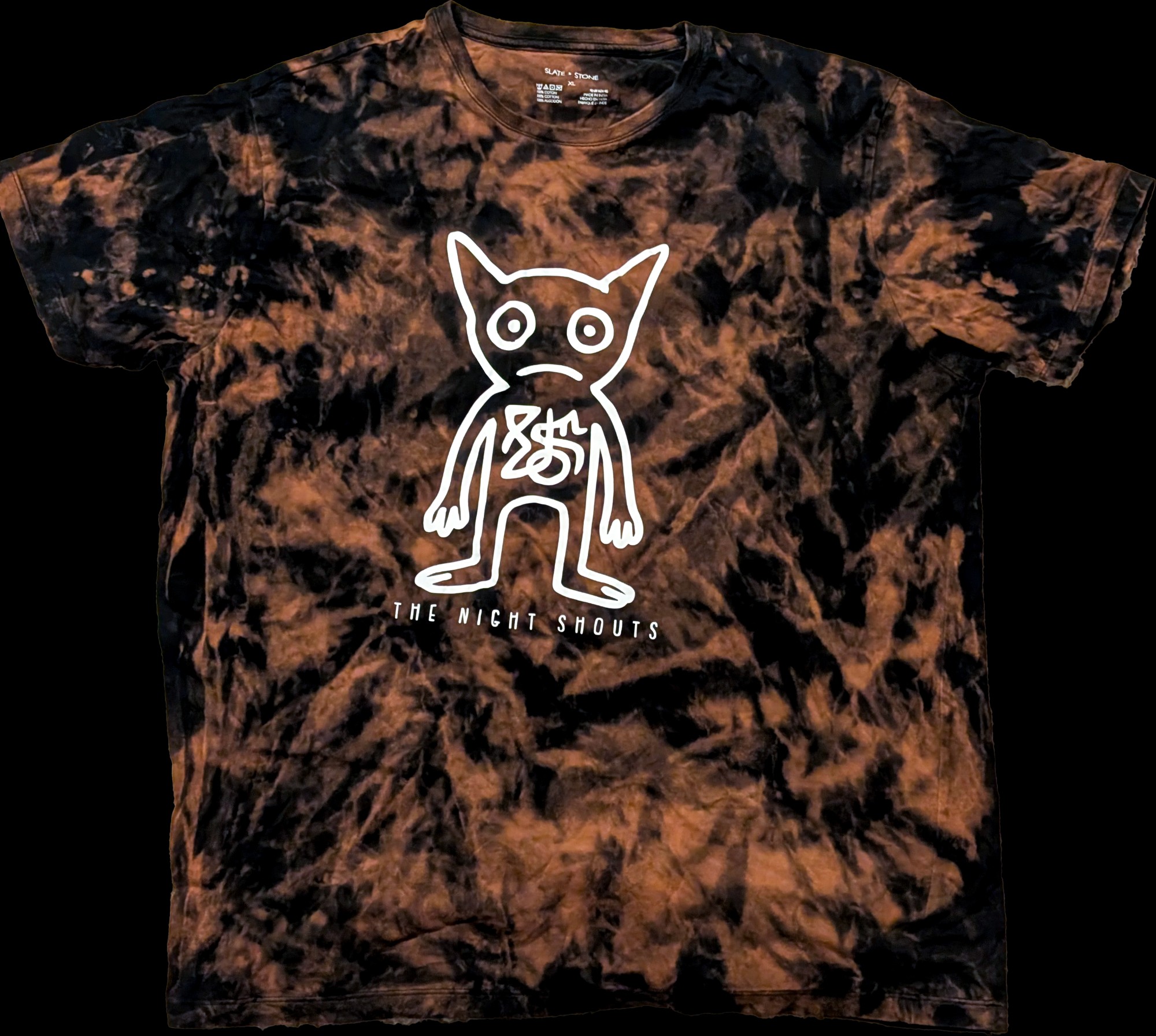 The Night Shouts Bleach-Dyed Graphic Tee — vintage relic from Dedstok Relics
