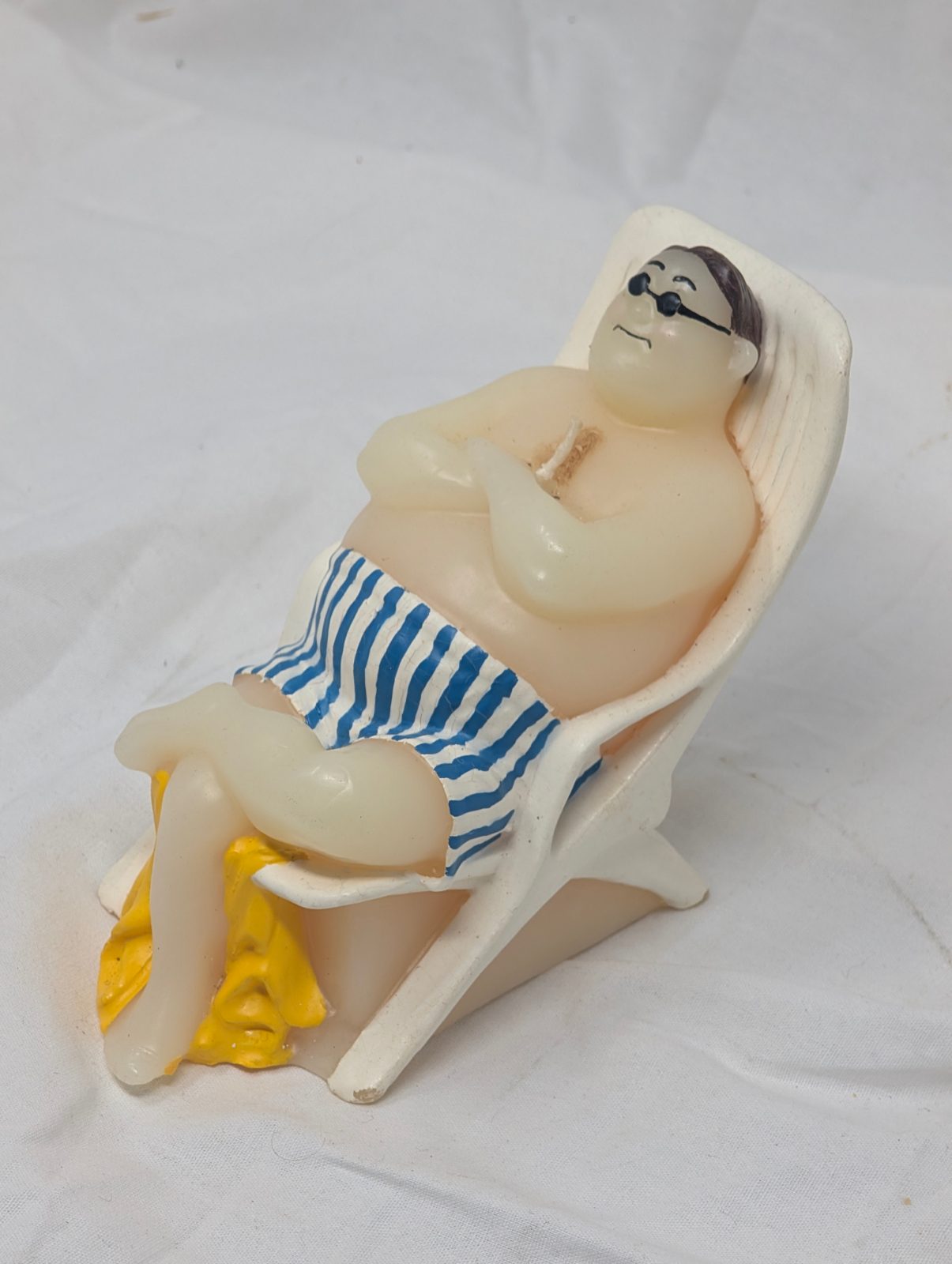 Vintage Boston Warehouse Reclining Beach Guy Figural Candle — vintage relic from Dedstok Relics