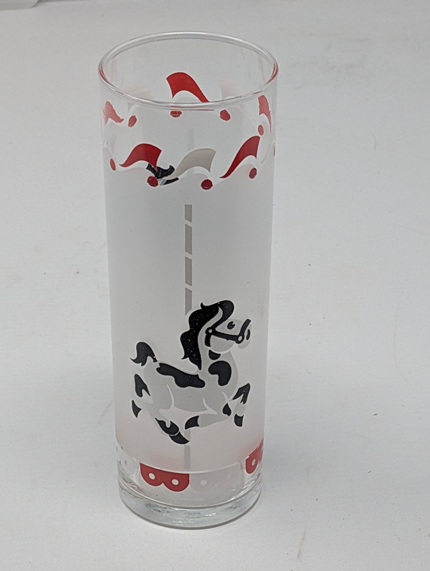 Vintage Frosted Carousel Horse Tom Collins Glass — vintage relic from Dedstok Relics