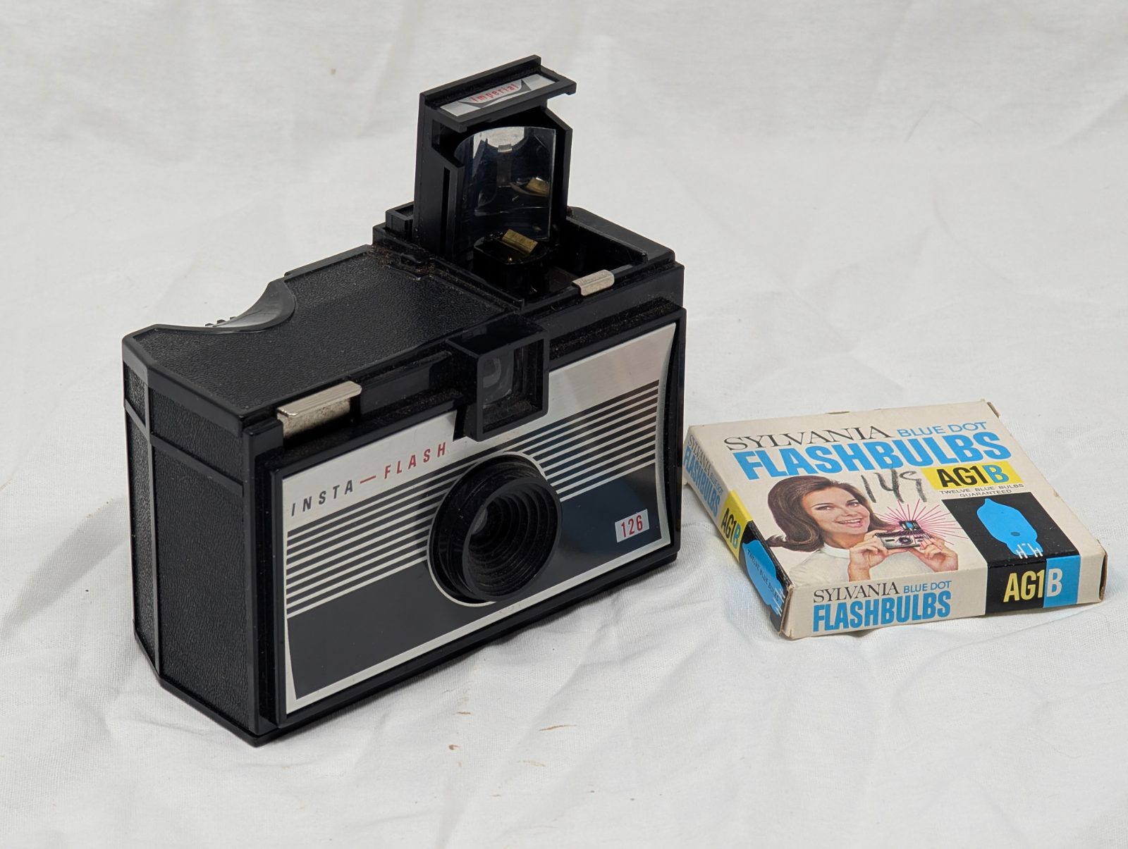Vintage Imperial Insta-Flash 126 Camera with Sylvania AG1B Flashbulbs — vintage relic from Dedstok Relics