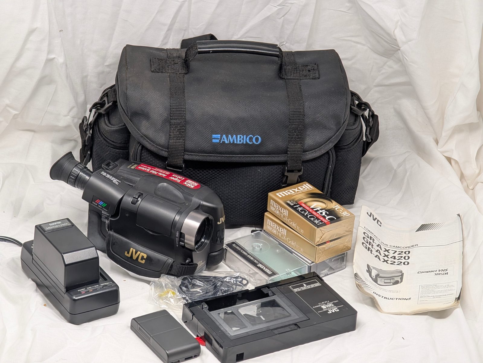 Vintage JVC GR-AX Series VHS-C Camcorder Kit with Ambico Bag — vintage relic from Dedstok Relics