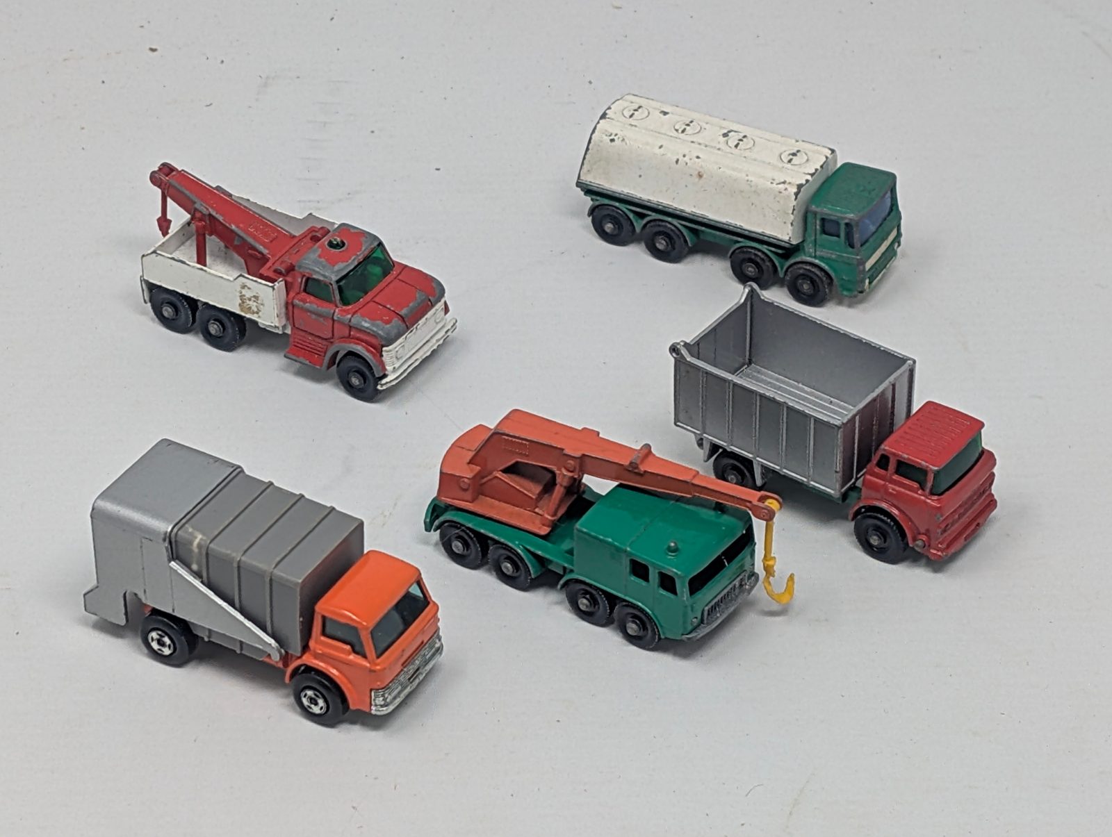 Vintage Matchbox Lesney Truck Lot of 5 — Esso Wrecker Refuse Crane Tanker — vintage relic from Dedstok Relics