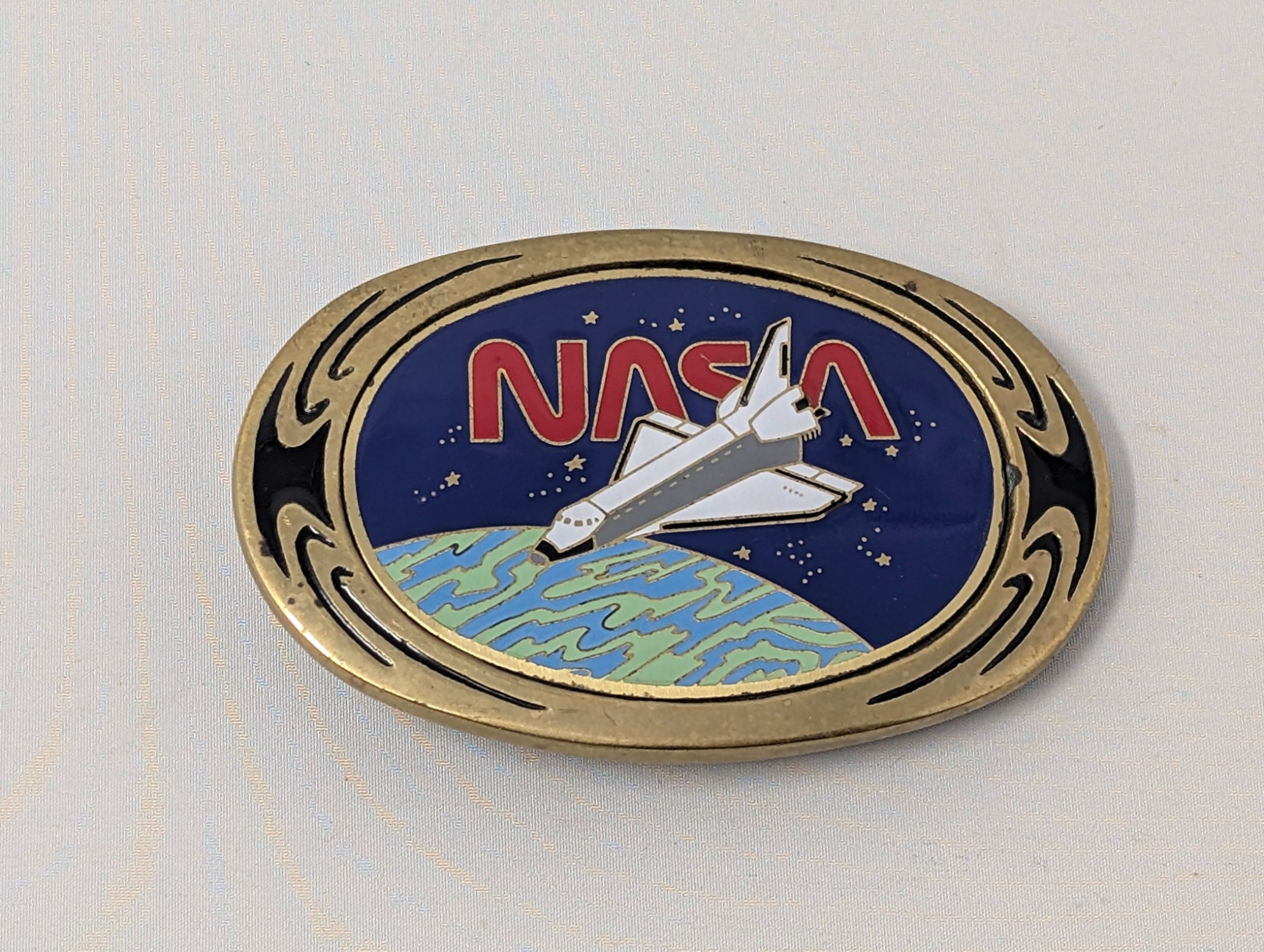 Vintage NASA Space Shuttle Enamel Belt Buckle — vintage relic from Dedstok Relics
