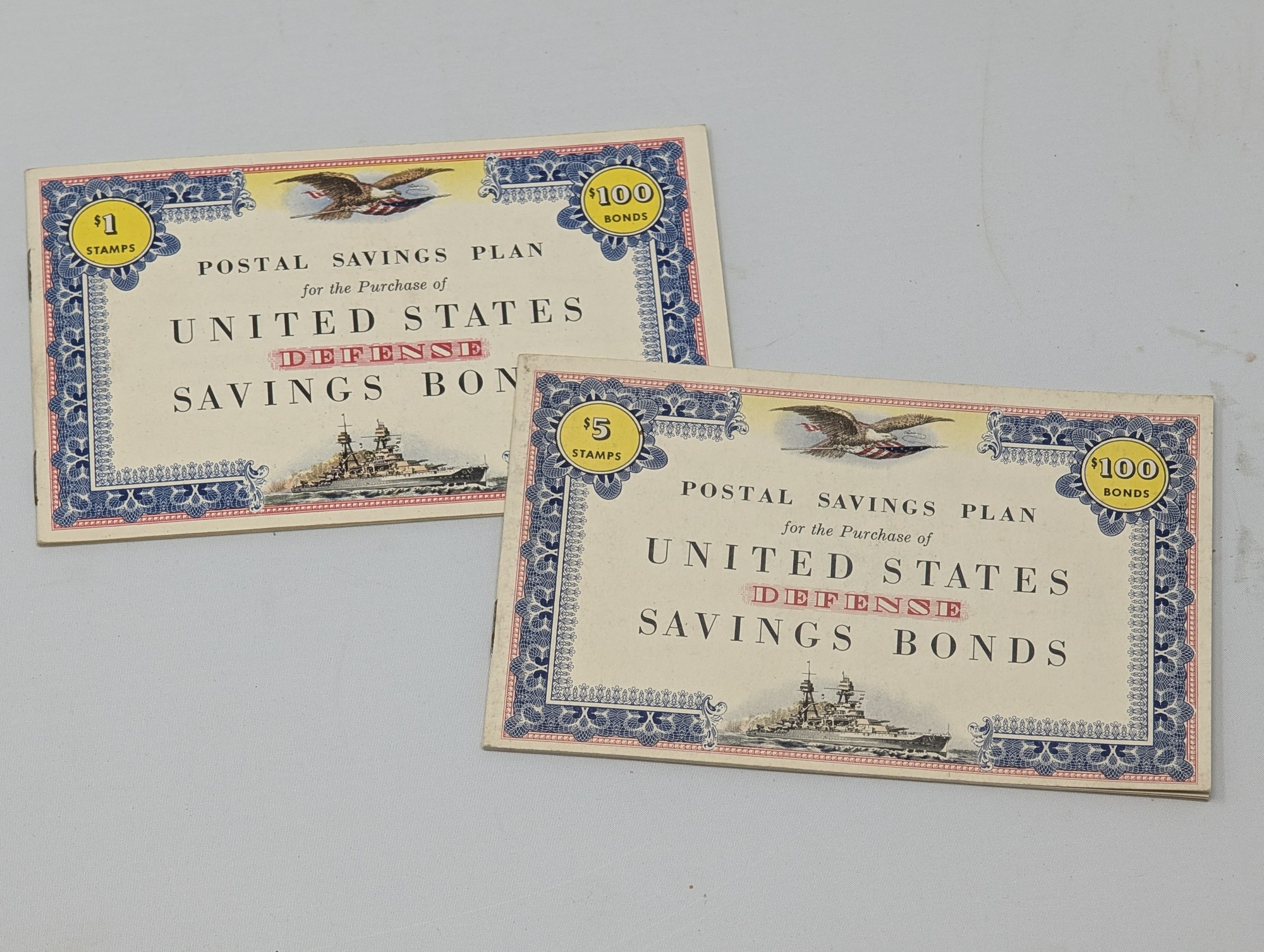 WWII U.S. Postal Defense Savings Bonds Booklet Pair — vintage relic from Dedstok Relics